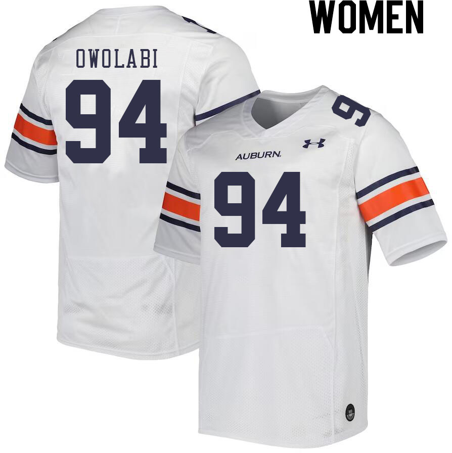 Women's Auburn Tigers #94 Godwin Owolabi White 2023 College Stitched Football Jersey